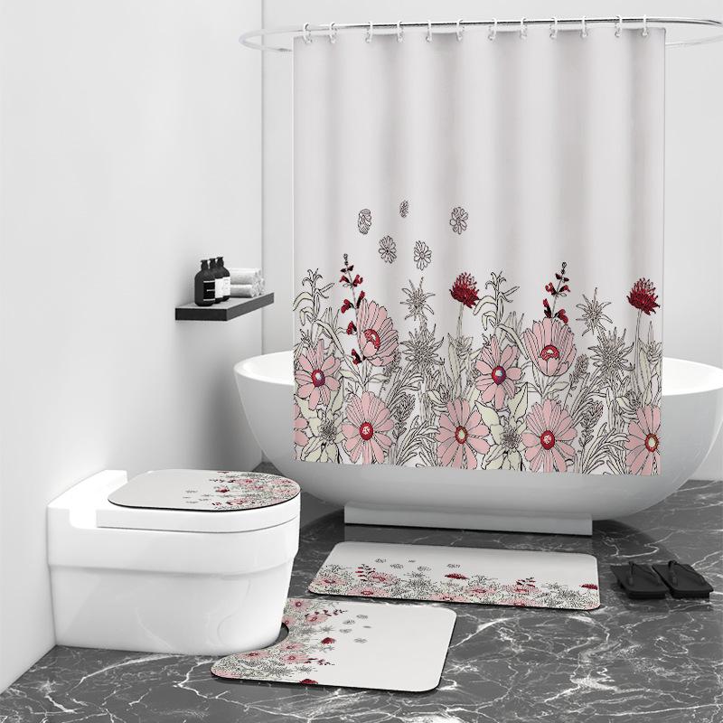 

Душевая занавеска с цветочным принтом и цифровым принтом для ванной комнаты W90cm*L180cm