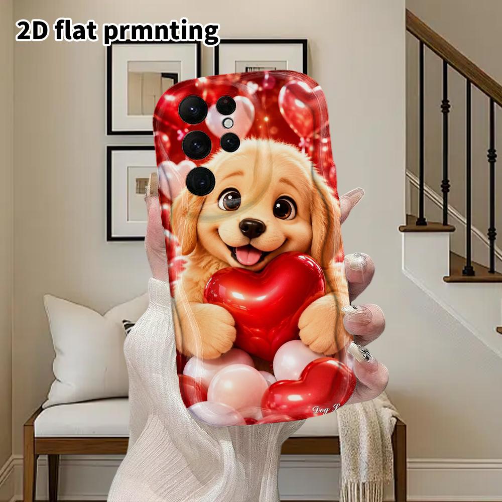 Phone Case: 2D Flat Samsung Galaxy A34 A35 M05 M06 S20 S22 S21 FE Plus 5G Protective Case, Couple Style, Little Golden Retriever, Christmas and Hallow
