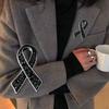 Black  Ribbon Brooch Pin Funerals Memorial Pin Mourning Badge For Women Men Suit Shirt Scarf Jewelry Accessories