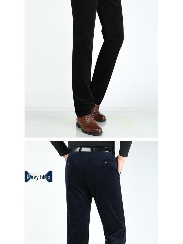 Men's Loose Straight-Leg Corduroy Pants - Pure Cotton Casual Wear for Autumn/Winter