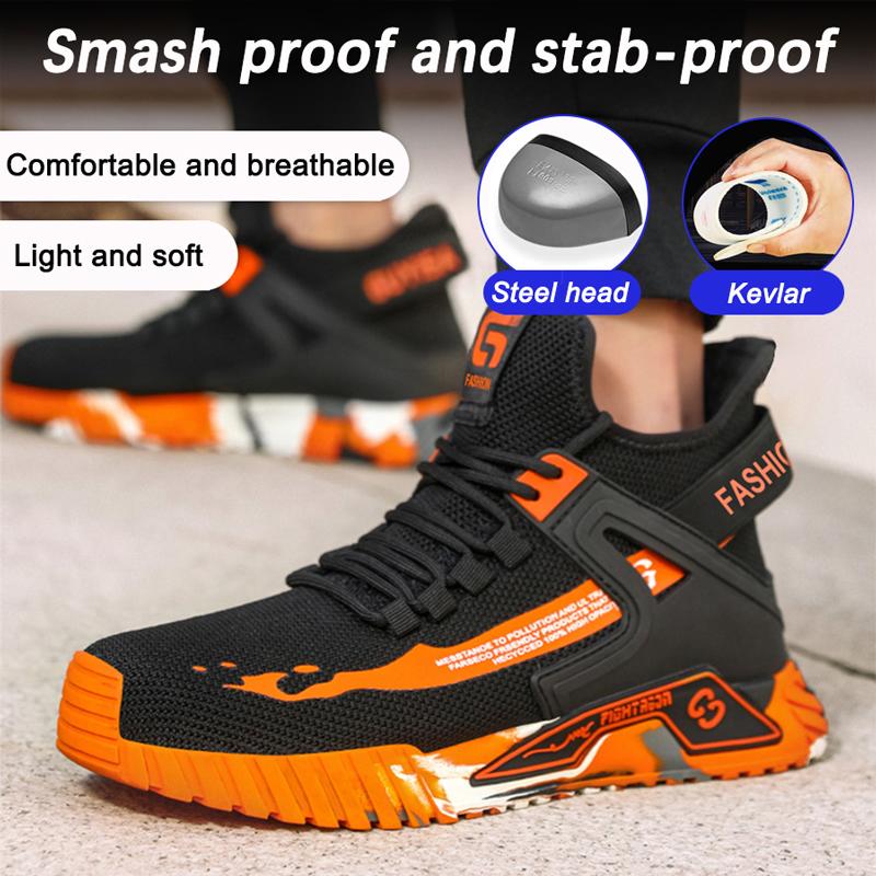 High Top Safety Shoes Men Steel Toe Work Shoes Men Anti-puncture Safety Shoes Woman Work Safety Boots Man Indestructible Shoes