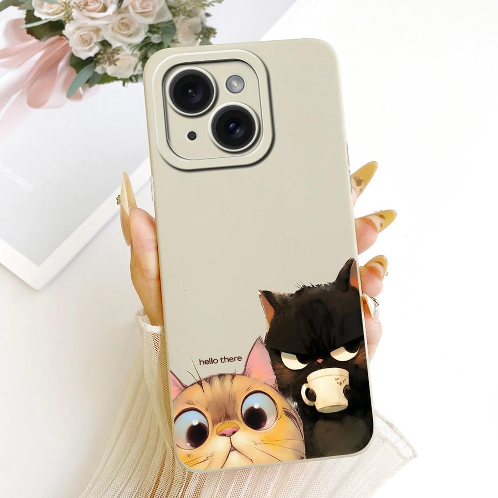 6.1'' Casing For iPhone 15 Case Fashion Cartoon Cute Funny Painted Silicone Phone Cover A3090 A2846 A3089 A3092