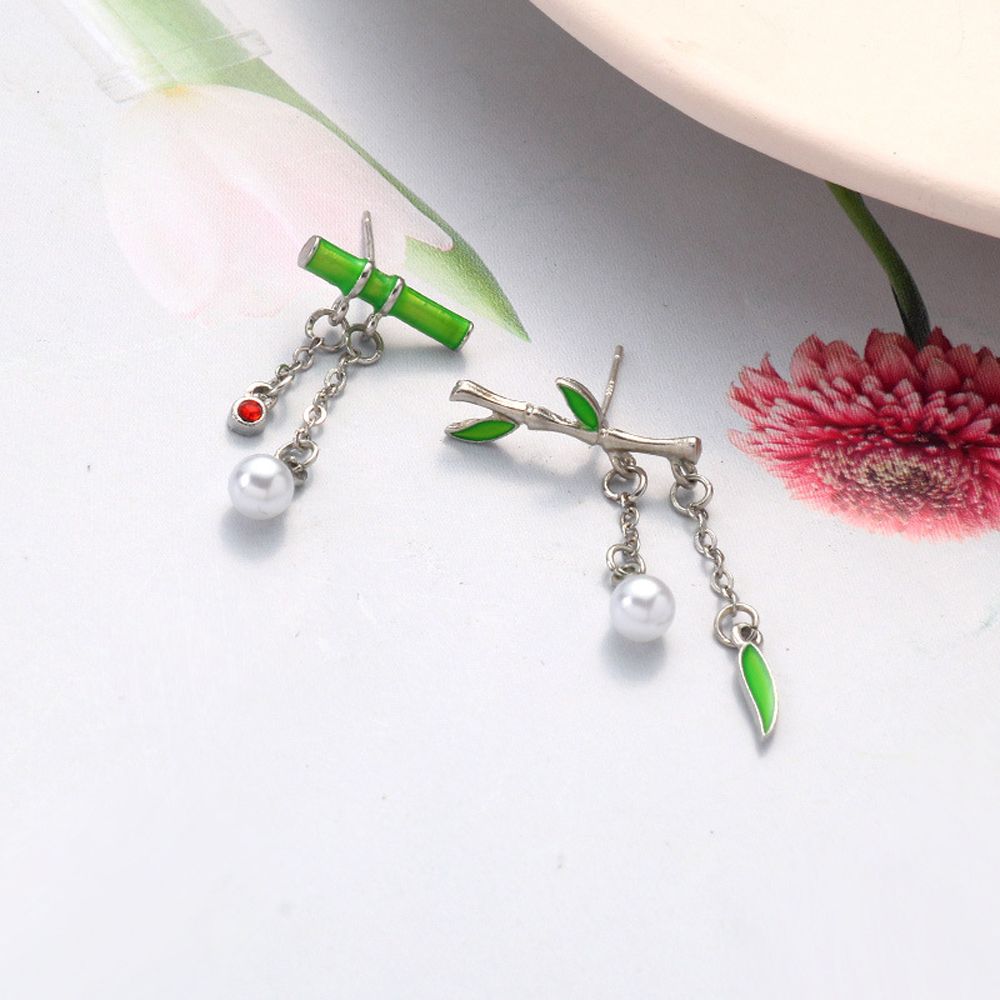 Cute Geometric Women Bamboo Sweet Asymmetric Earrings Dangle Drop Earrings Fashion Jewelry Pearl