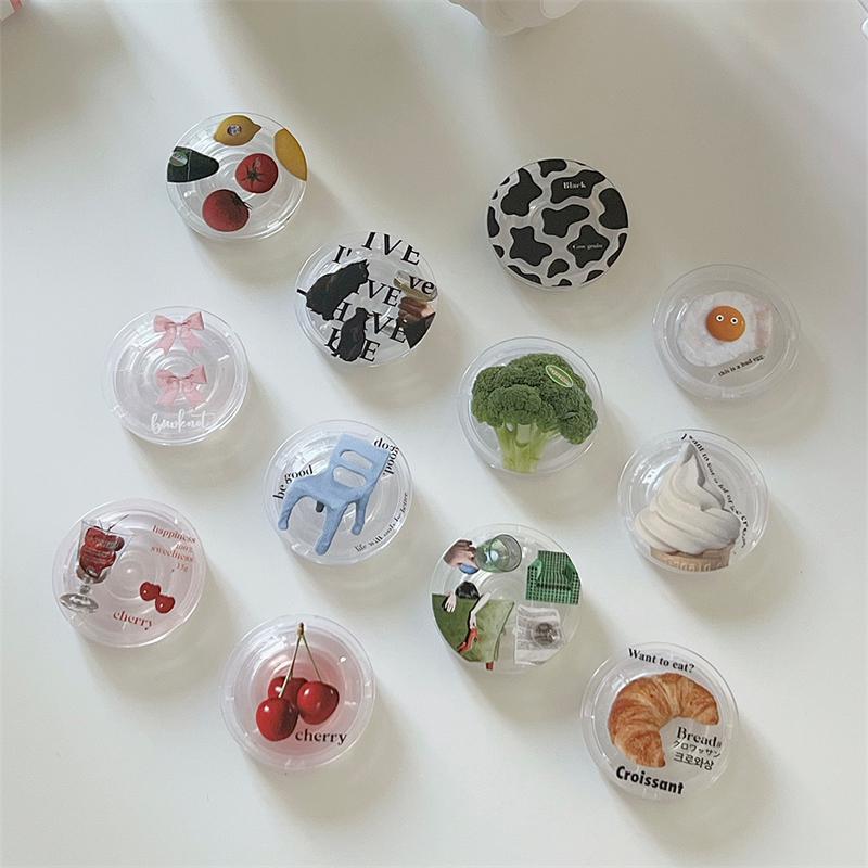 Korean Cute Food Cat For Magsafe Magnetic Phone Griptok Grip Tok Stand For iPhone 15 Foldable Wireless Charging Case Holder Ring