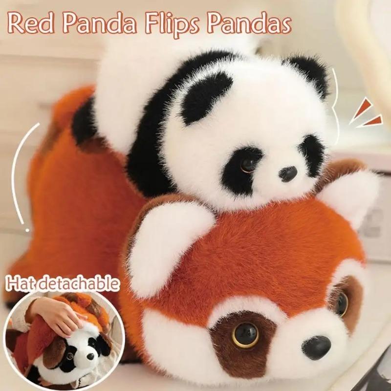 Simulation 20-50Cm Stuffed Panda Turns Into Red Panda Flip Transformation Super Soft Plush Doll Baby Comfort Toy For Girls Boys