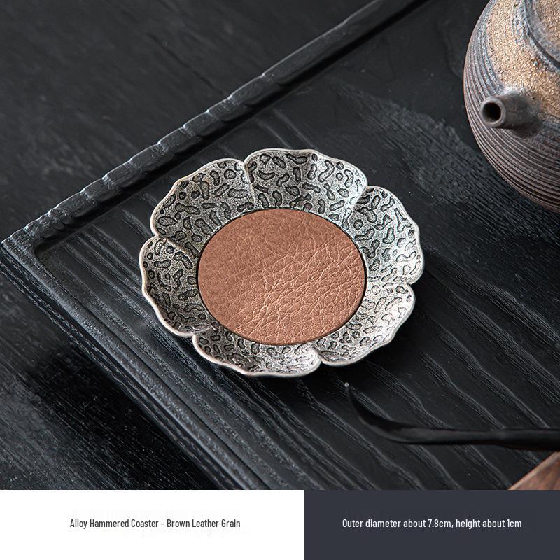 Chinese-Style Alloy & Bamboo Woven Coaster: Retro Mat for Kung Fu Tea Sets, Light Luxury Feel