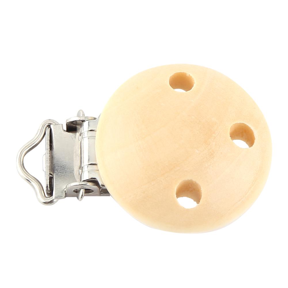 10 Stück Baby-Schnullerclips, Holz Eisen 3 Löcher Rund Baby-Schnullerclips Säugling Fütterungszubehör für Kleidung Ordner Schmuck Ornamente 4.4x