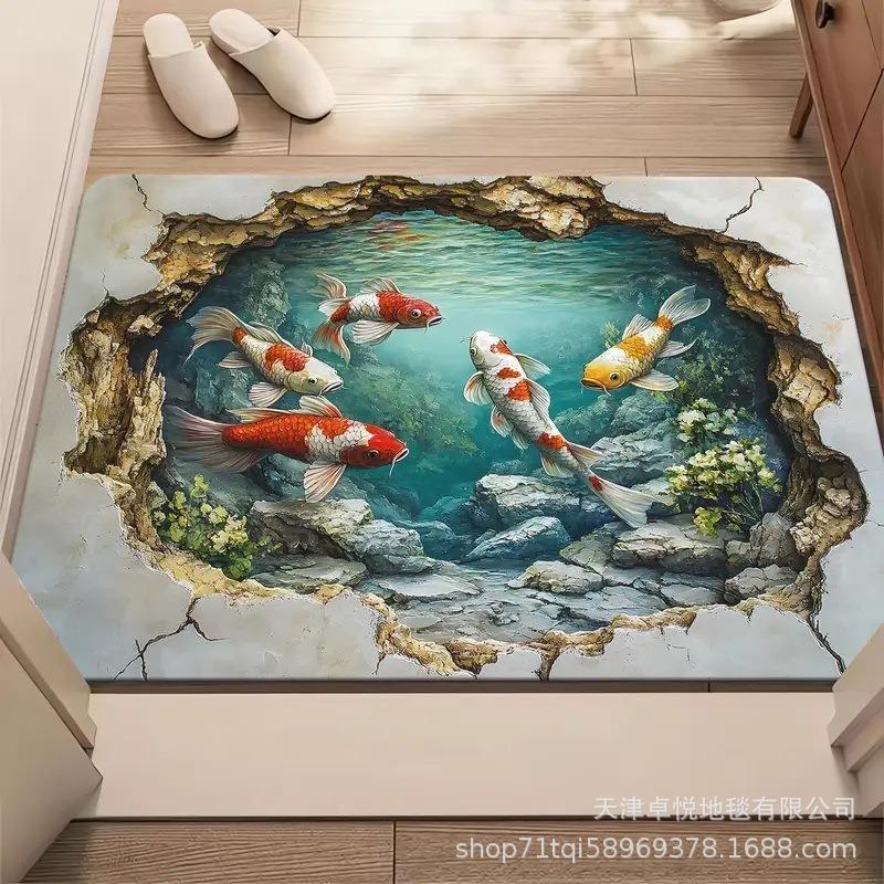 

3D Визуальная Ловушка Напольный Коврик Грязеотталкивающий и Износостойкий Придверный Коврик Ванная Комната Впитывающий и Противоскользящий Коврик 80 * 120cm