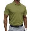 Men Short Sleeve Polo Shirt Classic Fit Button Down Collar Lightweight Breathable Knit Fabric for Business Casual Wear