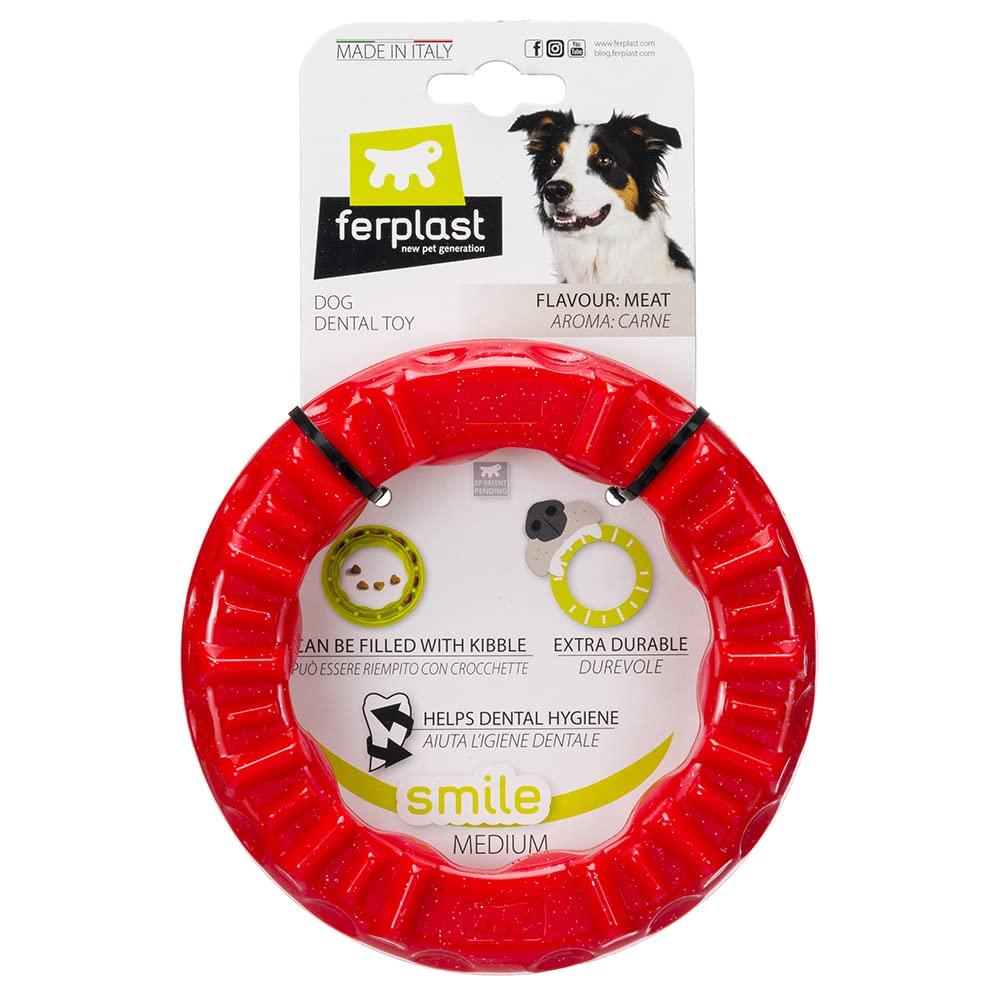 

Ferplast Smile Medium Dog Dental for Play Pet Supplies Toy, Red, Medium-Sized Dogs, Durable, Unbreakable, Tough, Destructive, Toy,