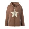 Felpa da donna casual in pile con cappuccio e bottoni, a maniche lunghe, con tasche