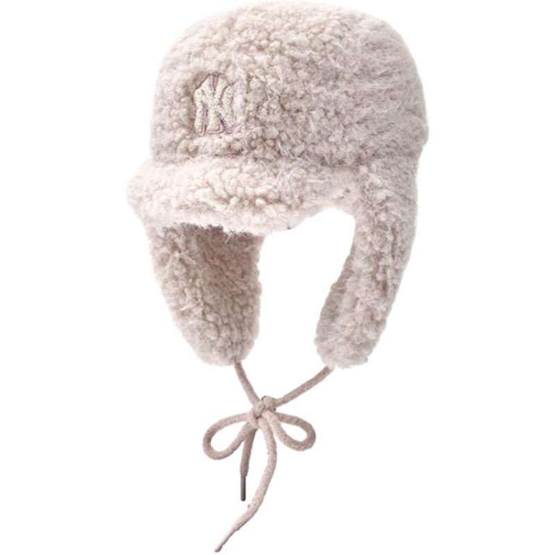 MLB Trapper Hats Unisex Cream/Black/Light Pink Fashion 3AWMB0256