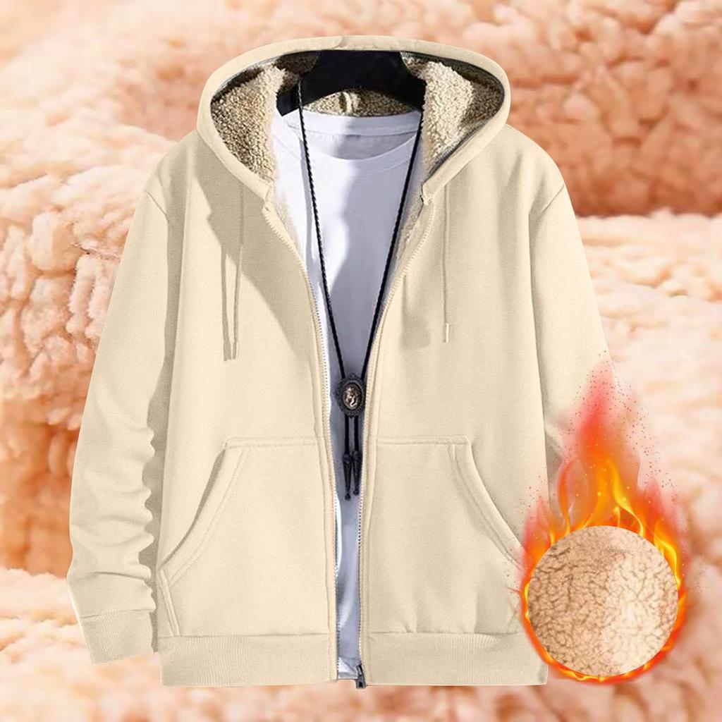 Cappotto invernale caldo da uomo, cardigan in pile di agnello, felpa con cappuccio, giacca spessa, felpa con cappuccio casual, cappotto con cappuccio in peluche