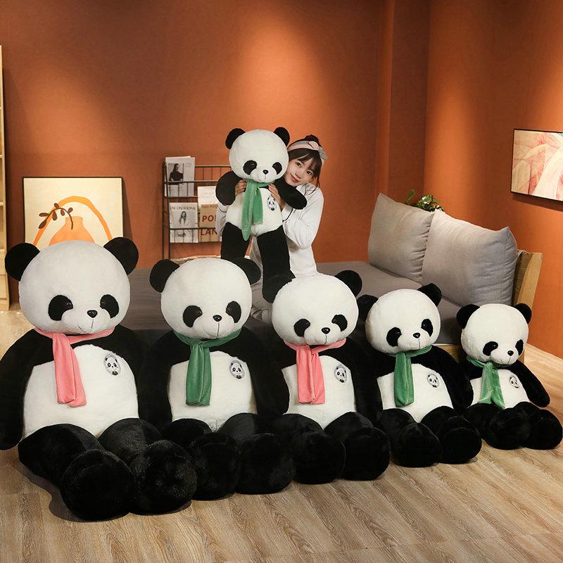 80-120 cm Orso Adorabile con Sciarpa Animale Gigante Tesoro Panda Peluche Giocattoli Morbidi Ripieni Bambole Cuscino Regalo per Bambini