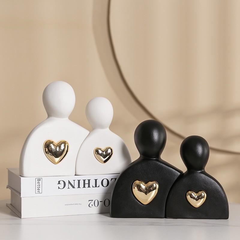 Ceramic Figure Figurines Modern Decoration Home Sculpture Nordic Decorative Abstract Couple Statue Living Room Crafts Ornaments