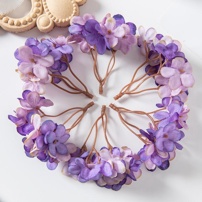 10PCS Silk Hydrangea Heads Artificial Flowers for Home Wedding Decor Candy Box Garlands Handmade Flower Arrangement Accessories