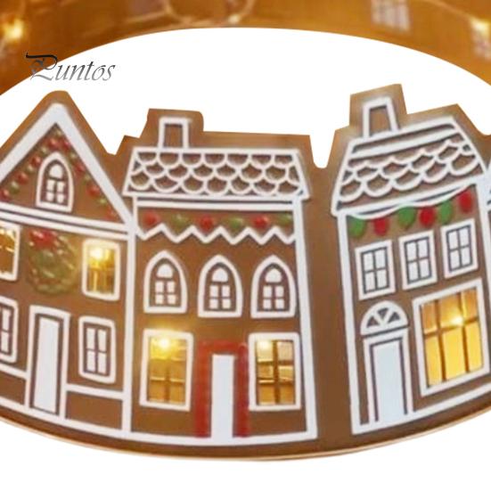 LED Christmas Tree Collar Gingerbread House Xmas Tree Skirt Collar Christmas Pencil Tree Skirt Base Stand with LED Light