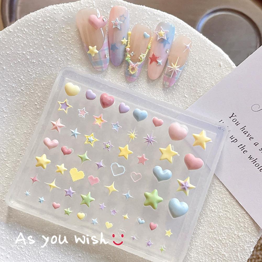 Novel 3D Silicone Mold Heart Star Pentagram Nail Artistry, DIY Transparent Manicure Template for Decorative Nail Trinkets