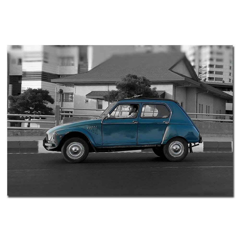 Čiernobiela nástenná maľba Cavnas Žltý plagát na auto Motobike Vintage obrazy na stenu v Londýne na dekoráciu obývacej izby Maison