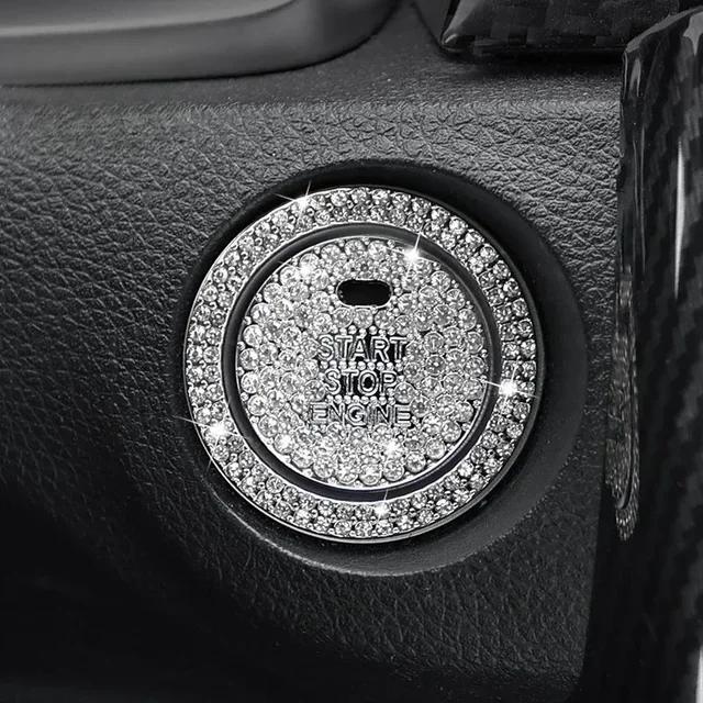 Car One-click Start Button Interior Engine Ignition Start Stop Button Protective Cover Crystal Decoration Car Accessories Amagi