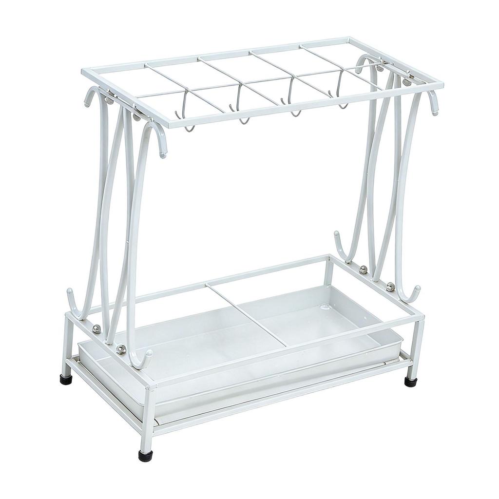 Compact Umbrella Stand with Drip Tray, Multifunctional And Metal Storage for Hotel Entrance.