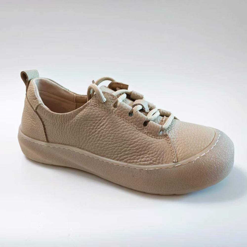 Women's Casual Skate Shoes Retro Style Genuine Leather Casual Sneakers Comfort Travel Flat Non-slip Cowhide Walking Daily Wear