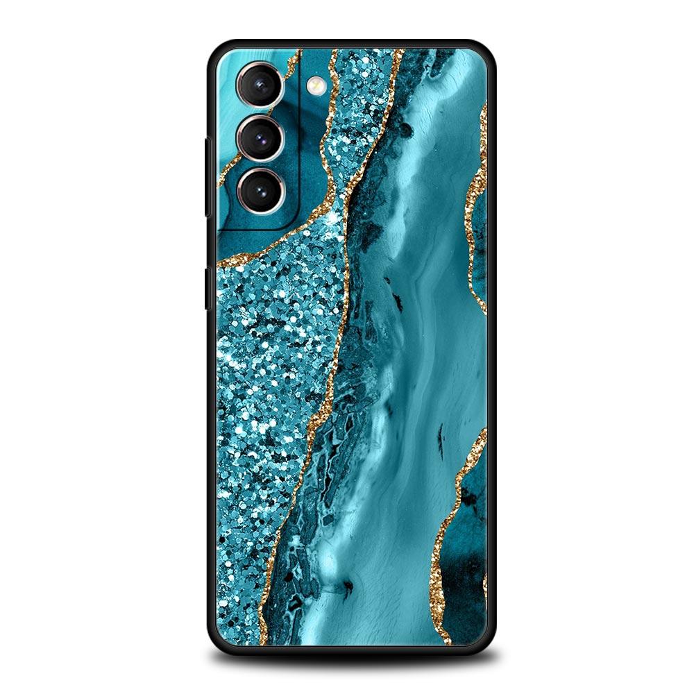 Marble Agate Pattern Phone Case For Samsung Galaxy S22 S21 S20 Ultra FE 5G S10E S10 S9 S24 Plus S23 Cover Silicone