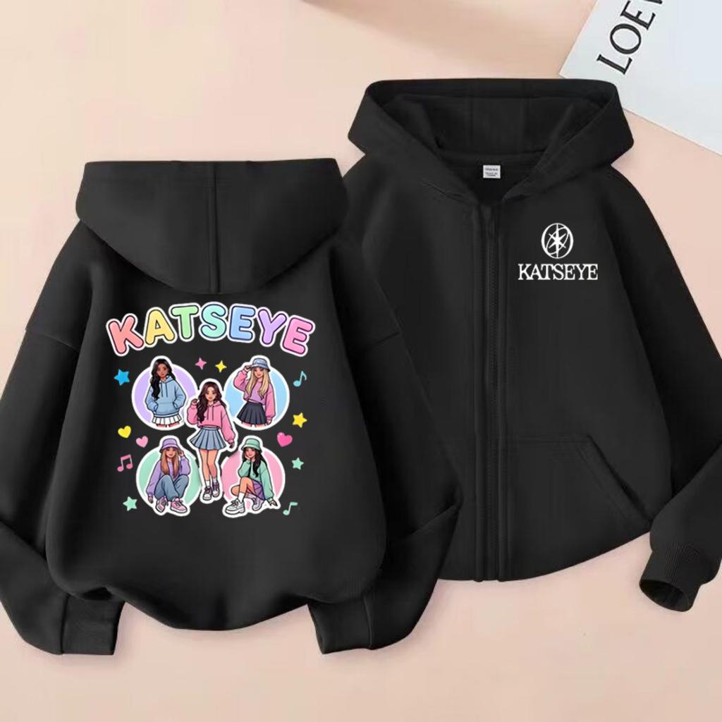 2026 Nye Børnepige Tøj Katseye Lynlås Hættetrøje Drenge Mode Afslappet Sweatshirt Børn KATSEYE Lynlås Hætte Toppe