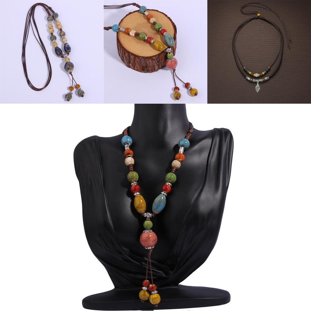 Ethnic Style Bead Neck Chain With Shell And Starfish Decor For Women Spring