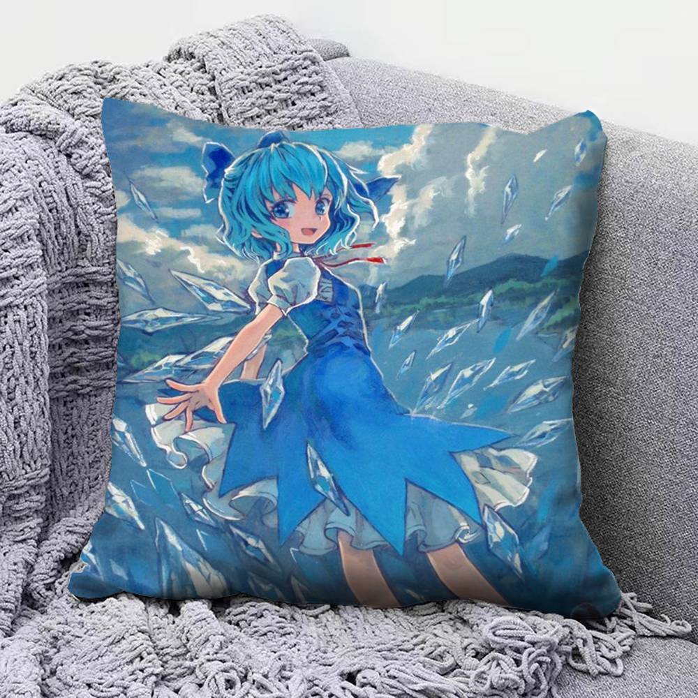 TOUHOU Project Cirno Cute Anime Girl Pillow Covers Home Sofa Cushion Covers and Aecorative Custom
