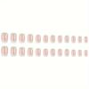 24pcs Set Glossy Medium Square Press-On Nails - Gradient Pink & White with Sparkling Glitter, Reusable French Style False Nails for Women and Girls