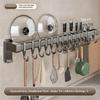 Multi-functional Wall-mounted Knife Holder with No-drill Kitchen Hooks for Easy Hanging and Organization