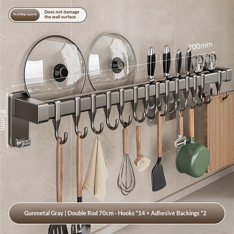 Multi-functional Wall-mounted Knife Holder with No-drill Kitchen Hooks for Easy Hanging and Organization