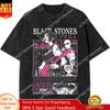 T-shirt Lavate Vintage Nana con Pietre Nere Manga Uomo Donna T-shirt alla Moda Coppia Estate Estetica Abbigliamento Casual Hip Hop Oversize