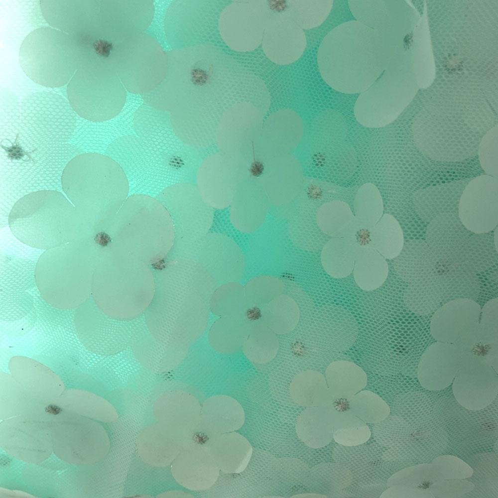 1Yard Rainbow Color 3D Bead Applique Gradient Flowers Mesh Lace Fabric For Girls Summer Clothing Princess Dress Sewing Materials