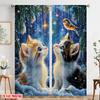 2pcs,2D Plane Printing Popular Curtain Panels Starry Friends Versatile Fabric (without Rod) Gifts for Bedroom, Living Room,