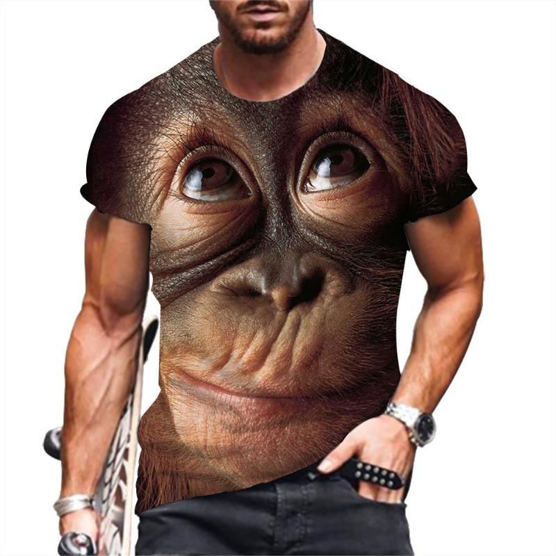 Fashion Animal Monkey Printed Kids Adult T-shirt Summer Women's and Men's Casual Outdoor Girl and Boy Short Sleeve Tees Top Pullover