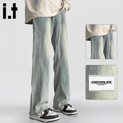 Jeans Homme CHOCOOLATEit Style Rétro Américain Lavé Coupe Droite Ample