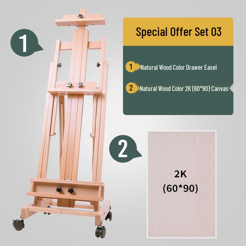 Beechwood Dual-Purpose Flat & Upright Easel with Solid Wood Drawer