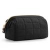 Puffy Padded Travel Cosmetic Bag Solid Color Wide-open Makeup Bag Women Makeup Organizer Case Large Capacity Toiletry Bag