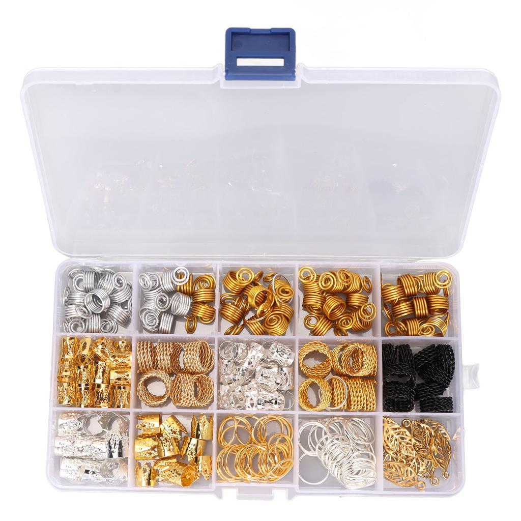 Dreadlocks Beads Set Alloy Hair Braiding Beads Hair Coils Pendant Rings Jewelry Decorations for Party