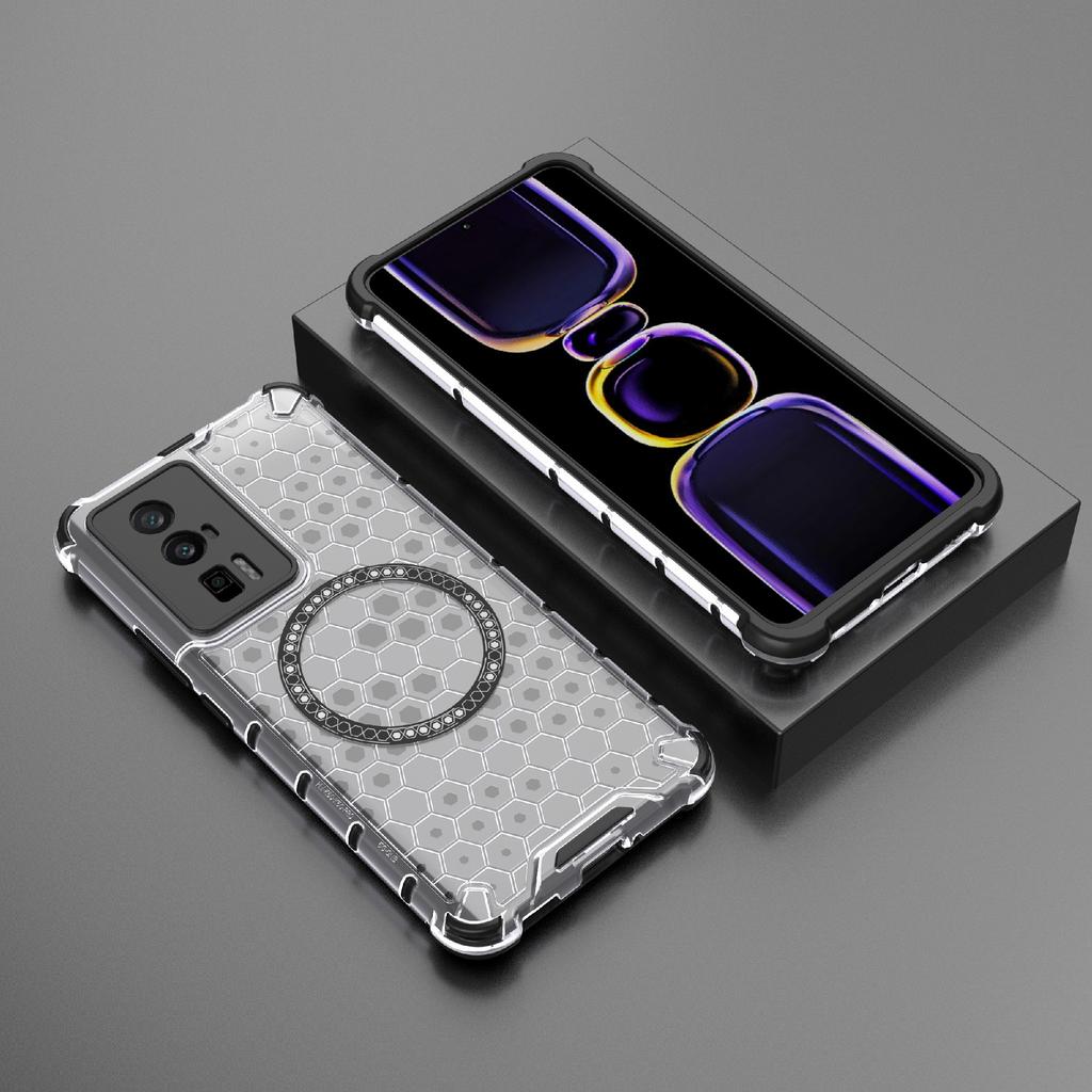 For Xiaomi Poco F5 Pro 5G/K60 5G/K60 Pro 5G Magnetic Case TPU+PC Honeycomb Cushioning Shockproof Phone Cover