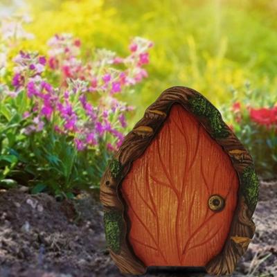 Yousheng Wooden Fairy Door Miniature Fairy Garden Decoration Elf Dwarf Mini Door for Yard Art Garden Wall Tree Fence Decor