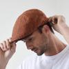With Moons SL3019 Houndstooth Newsboy Tweed Fabric Hunting Cap with Faux Flat Cap (Orange) Hat, Leather,