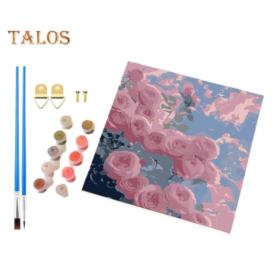 Κιτ Ζωγραφικής με Αριθμούς για Ενήλικες Παιδιά Χωρίς Πλαίσιο Λουλούδια Ακρυλικό Χρώμα σε Καμβά DIY Ψηφιακό Σετ Ελαιογραφίας για Διακόσμηση Τοίχου Σπιτιού