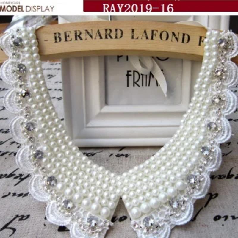 1PCS Lace Collar Flower Decoration DIY Embroidery Pearl Clothes Collar Stereoscopic Hollow Embroidery Fake Collar Wearable Colla
