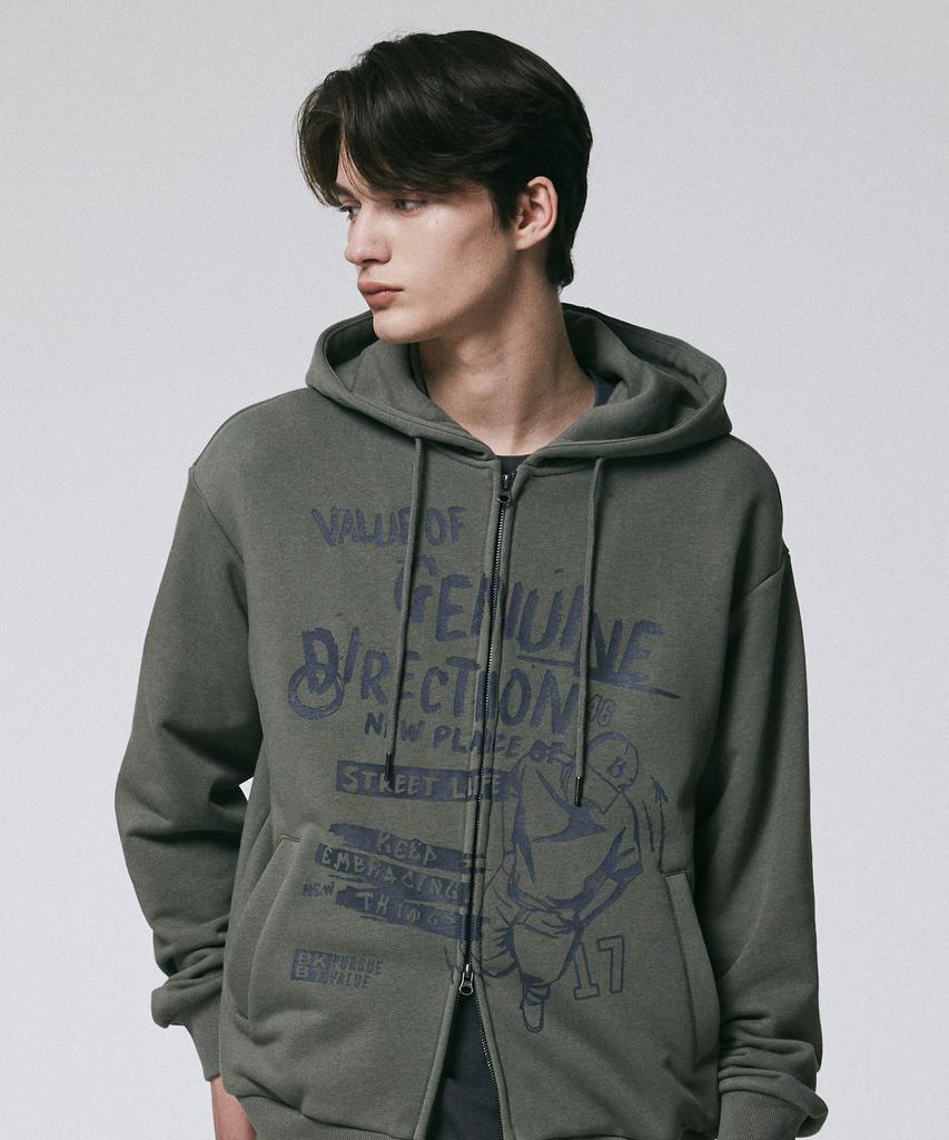 Bunkerbuster Genu Direction Hoodie Zip-Up Khaki (Mp1Tu061-048)
