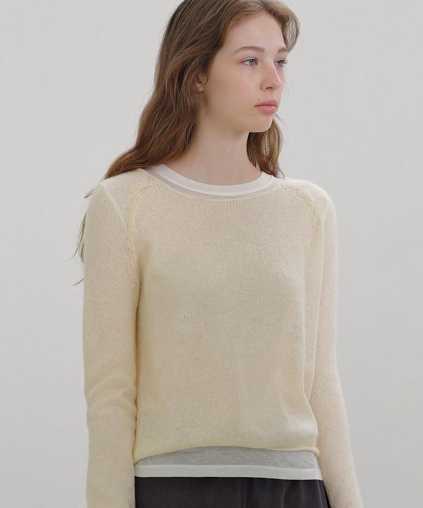 ANDNEEDS Boat Neck Sheer Knit (Ivory)