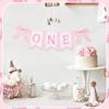 VitalCozy Pink Felt Coquette Bow One High Chair Banner for Girl First Birthday High Chair Banner Sweet One Bow 1st Birthday Decorations (Classic)