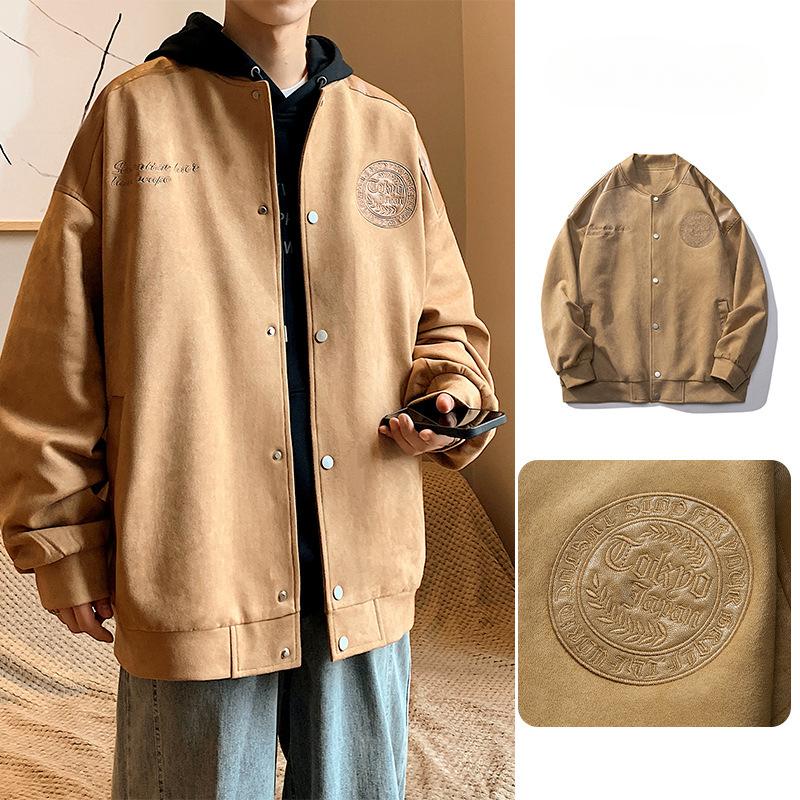 Замшевая мужская куртка весна-осень новый модный бренд повседневный спортивный мужской — фото 5